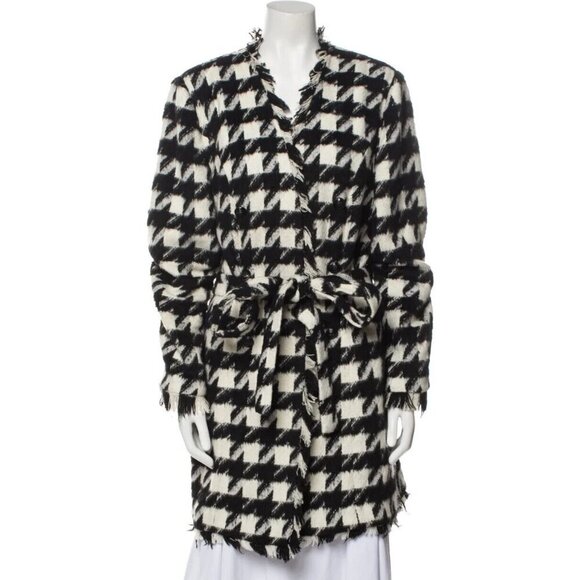 L'Agence Black White Check Print Zuri Half Duster 14 - Picture 1 of 9